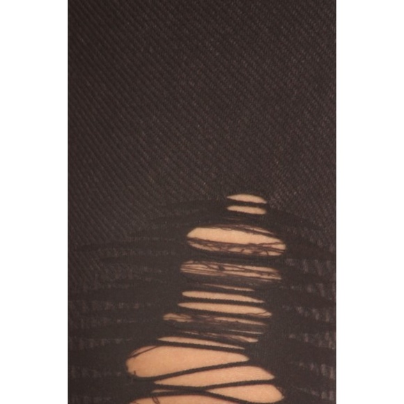 Lady's Distressed Vintage Washed Leggings Coffee - Picture 4 of 5